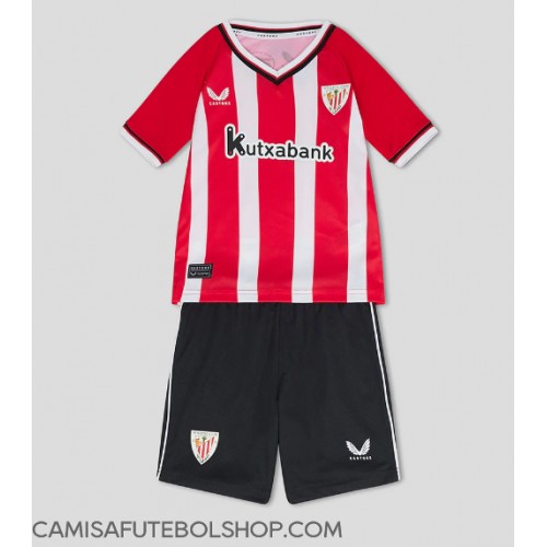 Camisa de time de futebol Athletic Bilbao Replicas 1º Equipamento Infantil 2023-24 Manga Curta (+ Calças curtas)